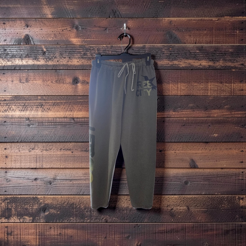Womens Medium Freecity Dark Olive Joggers with Logo